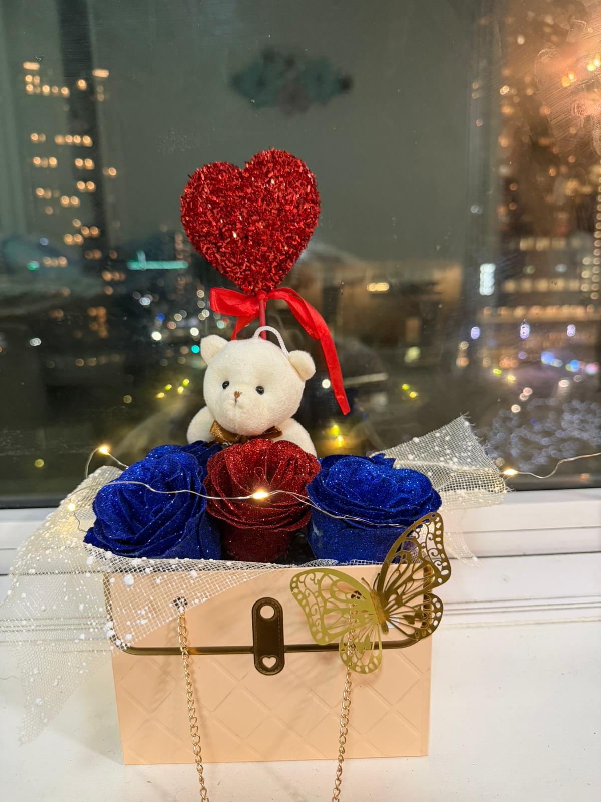 Teddy Love LED Flower Gift Box